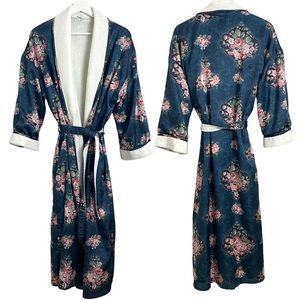 Vintage Y2K La Senza Terry Lined Floral Bathrobe Housecoat